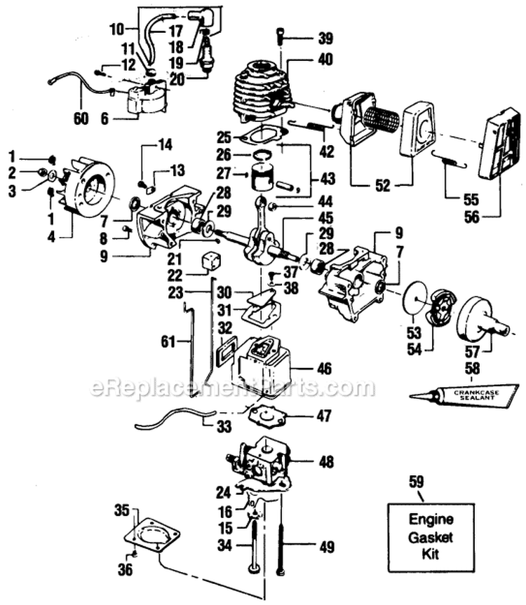 Page C Diagram and Parts List for XR-80A  Weed Eater Trimmer